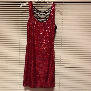Red Sequin fitted homecoming/prom/cocktail dress